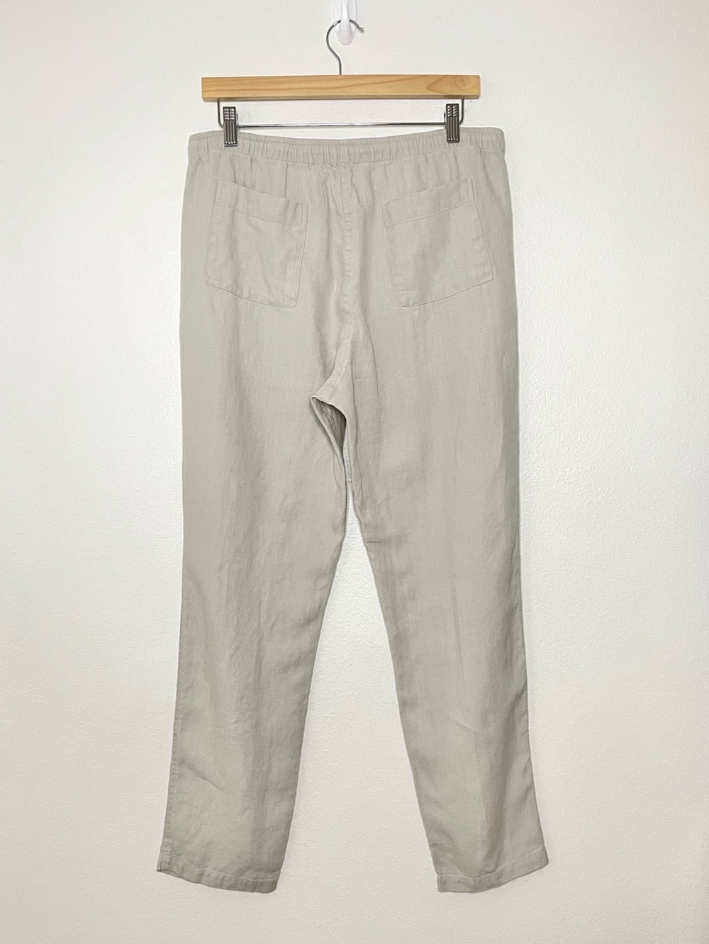 Alex Crane Bo Linen Pants Relaxed Drawstring Pull On Normandy Flax Bone Large - Picture 7 of 16